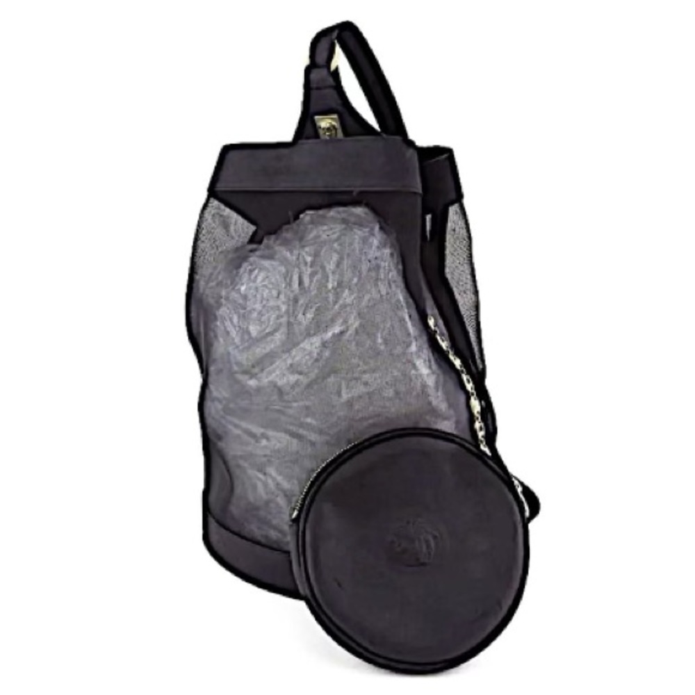 Authentic Vintage Gianni Versace Mesh Transparent & Leather Medusa Backpack